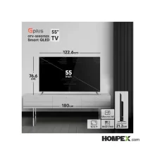 ابعاد تلویزیون هوشمند کیو ال ای دی جی پلاس مدل GTV-55RQ752S سایز 55 اینچ