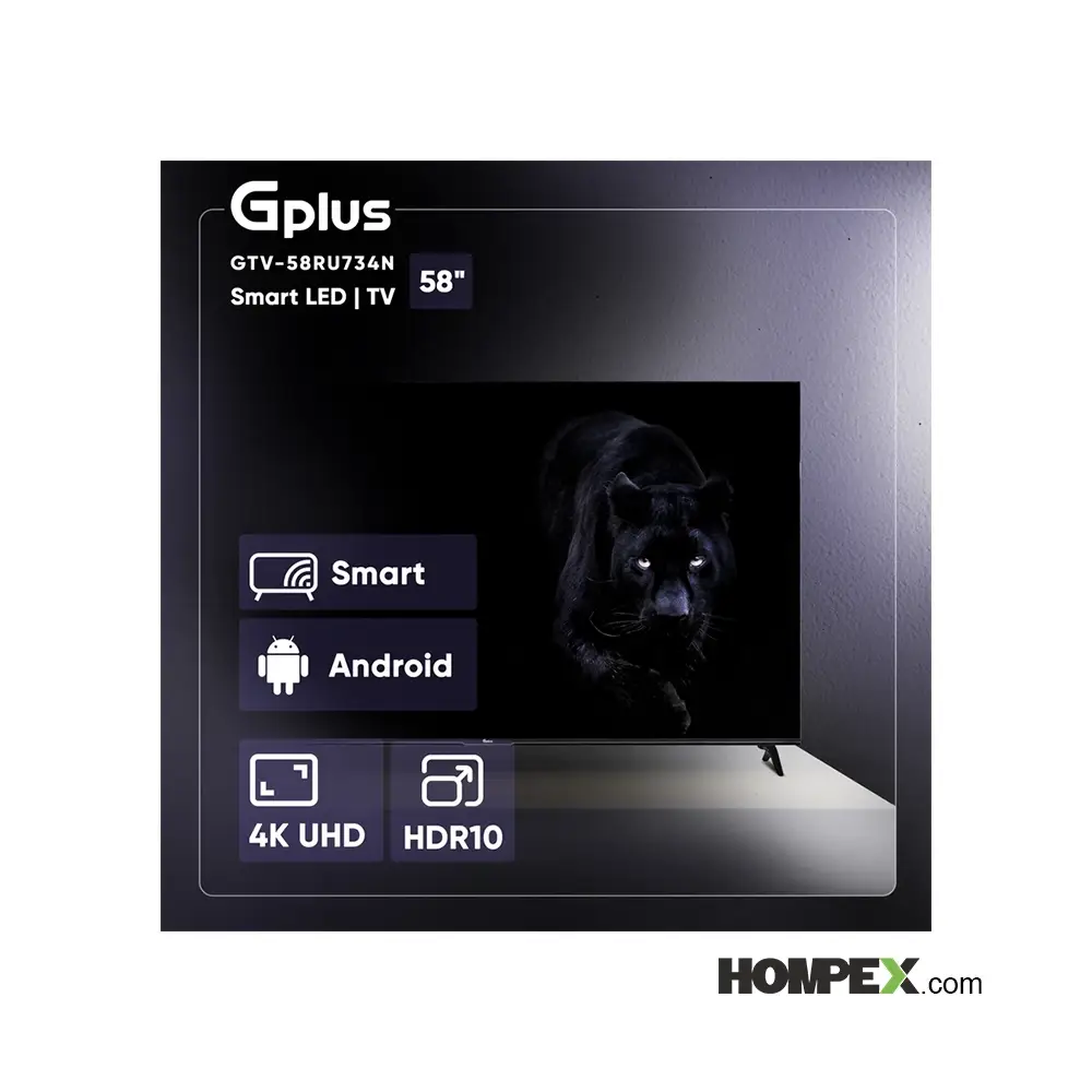 تصویر مشخصات تلویزیون هوشمند ال ای دی جی پلاس مدل GTV-58RU734N سایز 58 اینچ