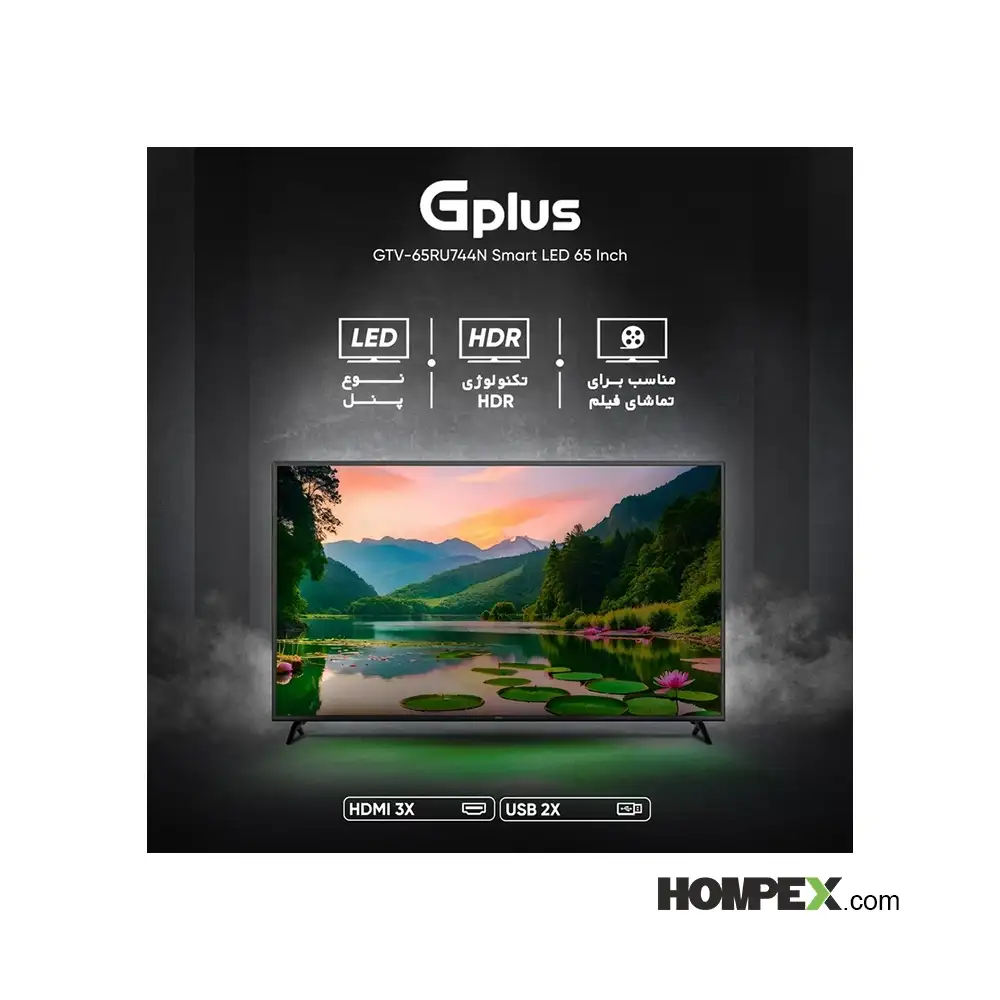 عکس و مشخصات تلویزیون هوشمند ال ای دی جی پلاس مدل GTV-65RU744N سایز 65 اینچ
