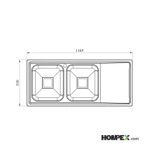 سینک ظرفشویی توکار کن مدل 8102S-ابعاد 1