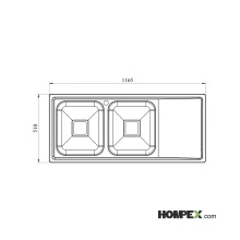 سینک ظرفشویی توکار کن مدل 8152S-ابعاد1