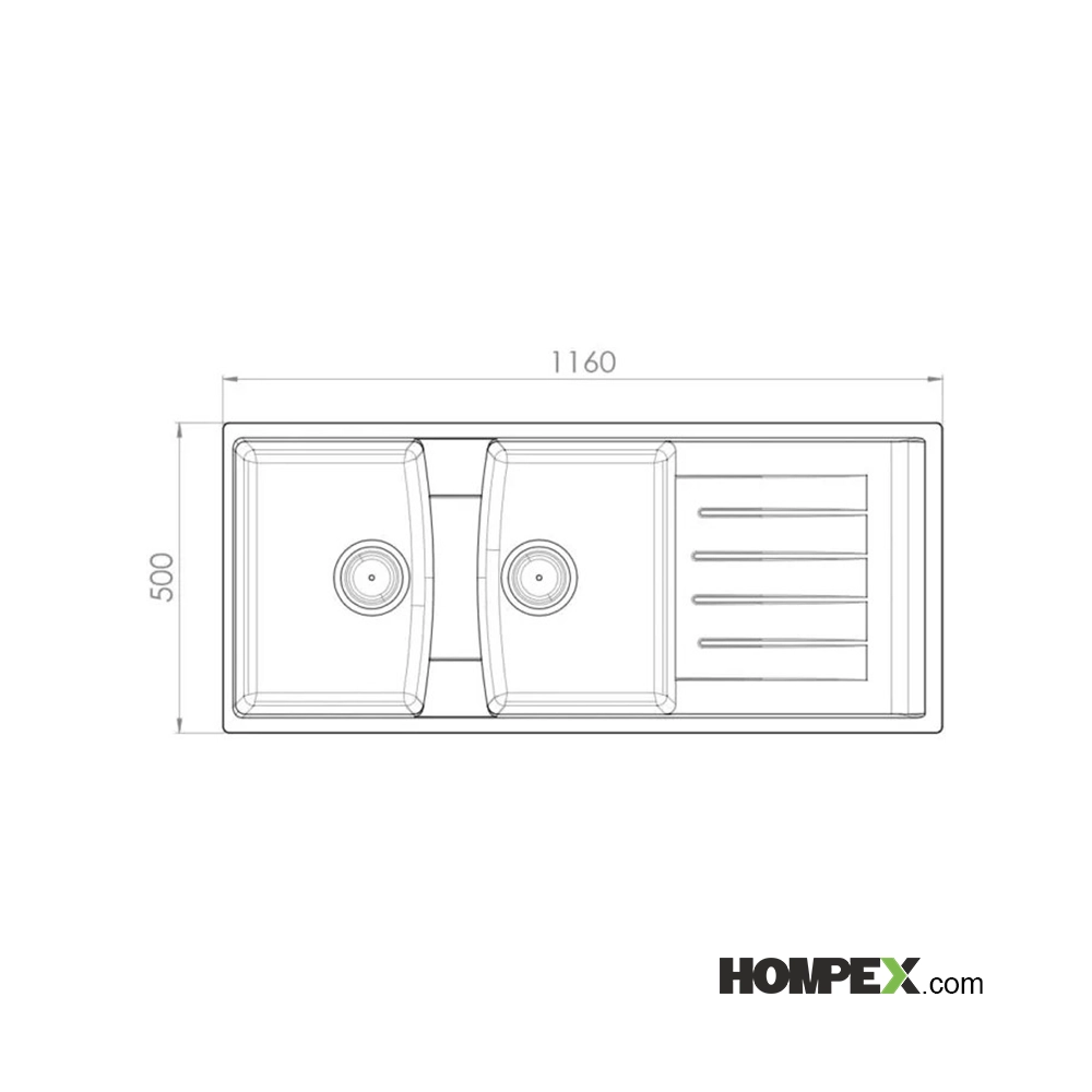 سینک ظرفشویی توکار گرانیتی کن مدل الیت-ابعاد1