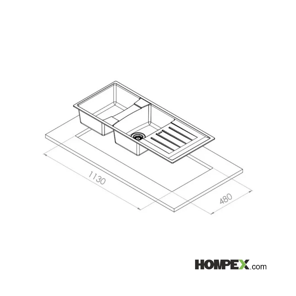 سینک ظرفشویی توکار گرانیتی کن مدل الیت-ابعاد2