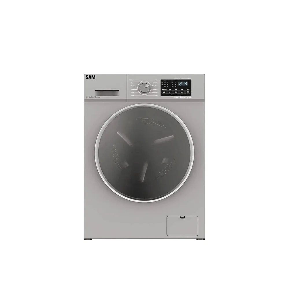 ماشین لباسشویی سام 8 کیلویی مدل UN-Q1435 نقره‌ای یا اینوکس روشن